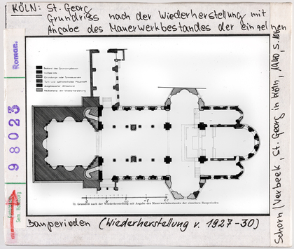 Vorschaubild Köln: St. Georg, Grundriss nach der Wiederherstellung 1927-30 